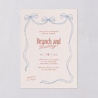 Modern Delicate Bows Bridal Shower Invitations Jewel Red Signature Blank Standard