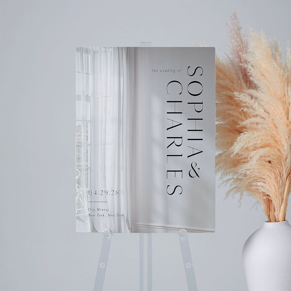 Timeless Elegance Mirrored Acrylic Welcome Sign Medium Midnight Mirrored Acrylic M Welcome Standard