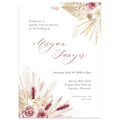 Western Floral Wedding Invitations Desert Rose Signature Blank No Standard