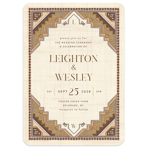 Western Tapestry Wedding Invitations Dijon Signature Blank No Rounded