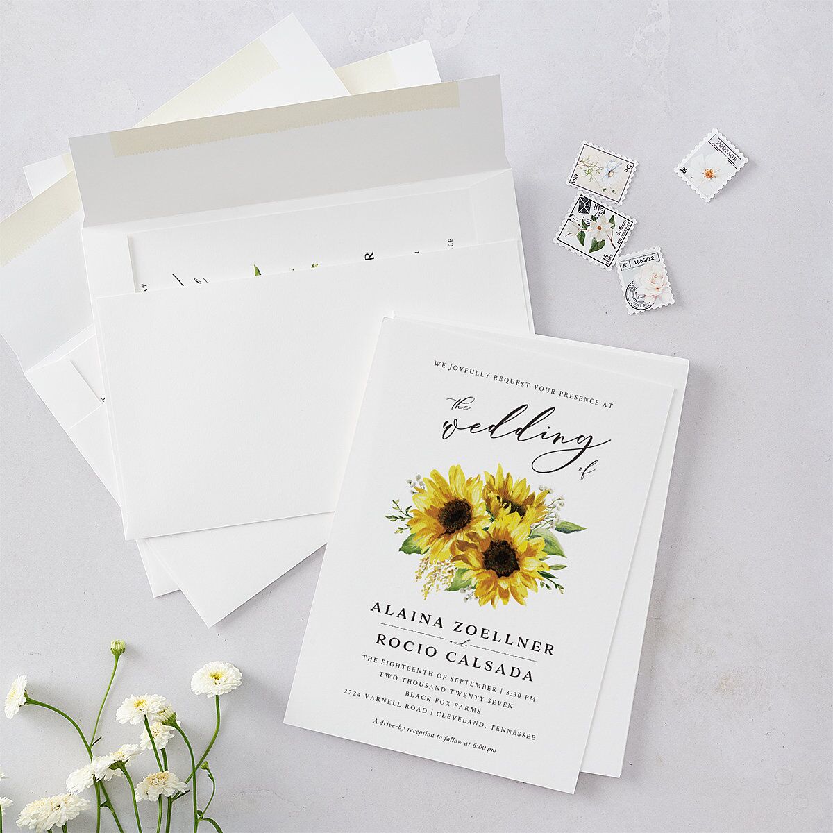 Rustic Sunflower Wedding Invitations Solar Power Signature Blank No