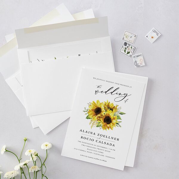 Rustic Sunflower Wedding Invitations Solar Power Signature Blank No