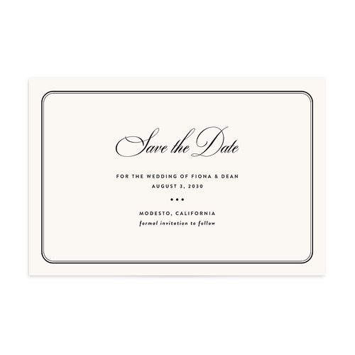 Vintage Retro Border Save the Date Postcards Off-White