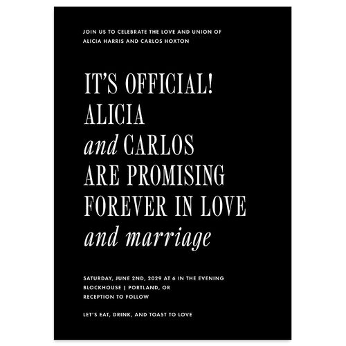 Editorial Promise Wedding Invitations Midnight Signature Blank No Standard