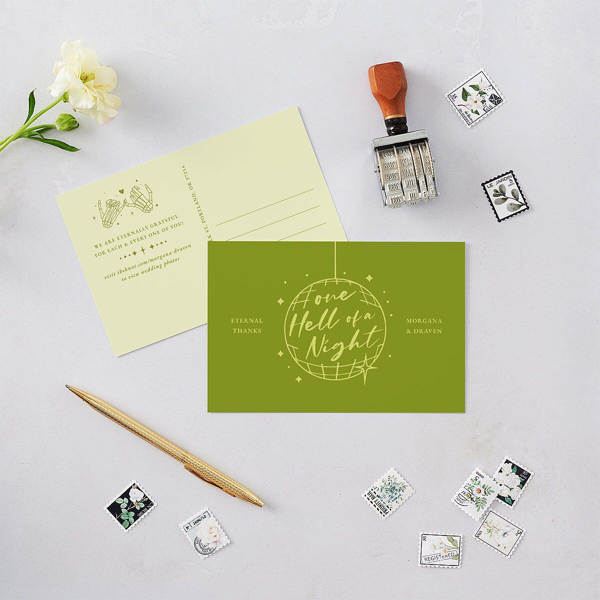 Til Death Do We Disco Thank You Postcards Pear