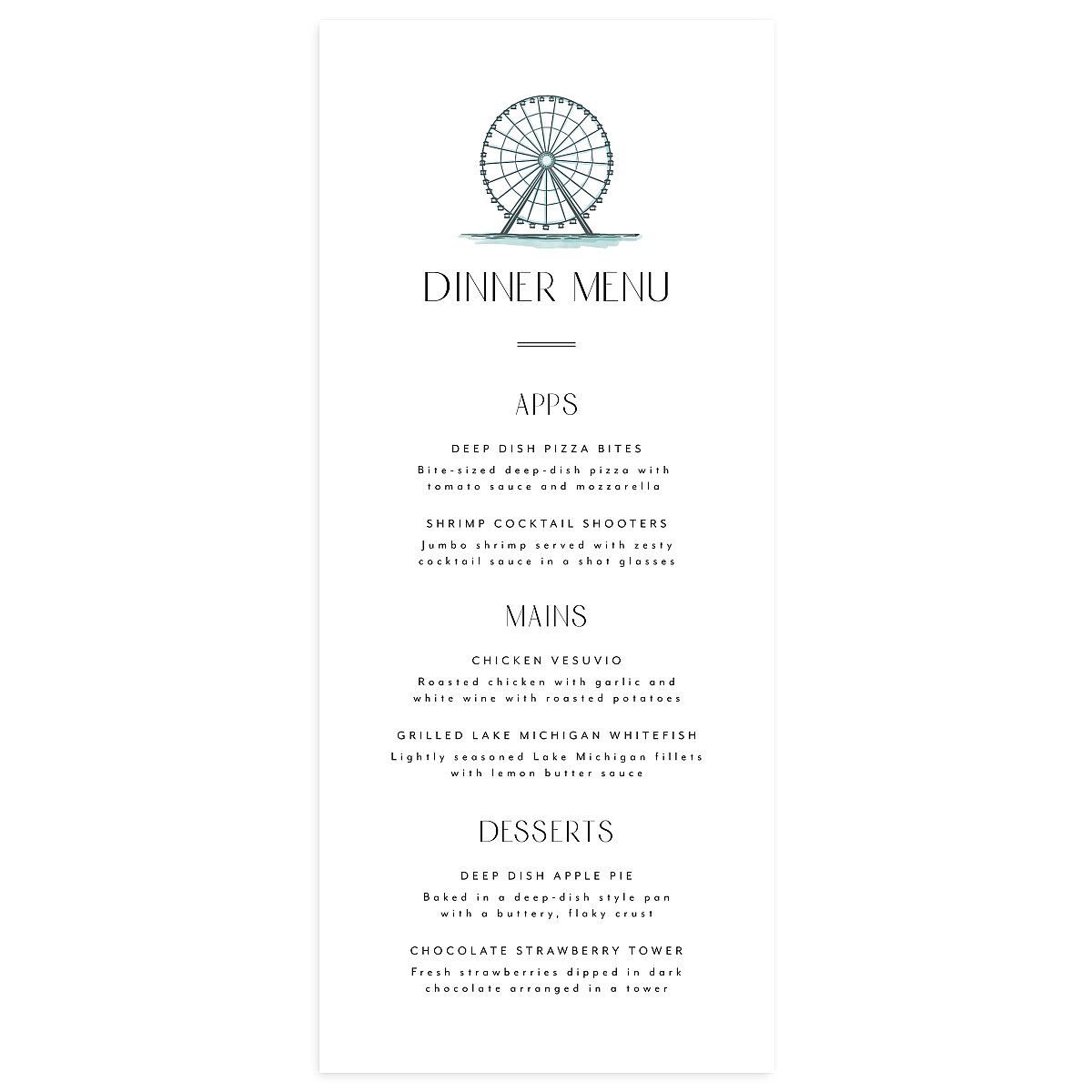 Watercolor Chicago Menus
