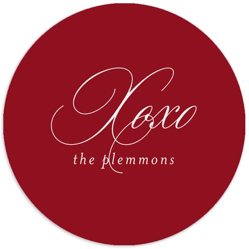 Classic Border First Married Christmas Holiday Stickers Ruby Circle