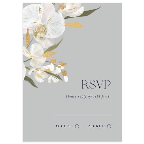 Elegant Orchid Foil Wedding Response Cards Gold Navy Signature Standard
