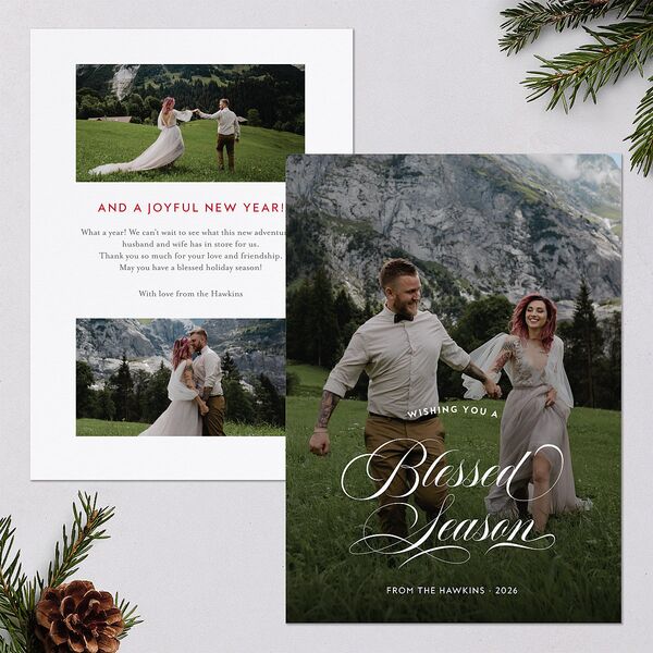 Blessed Holiday Holiday Cards Garnet Signature Blank Standard Portrait