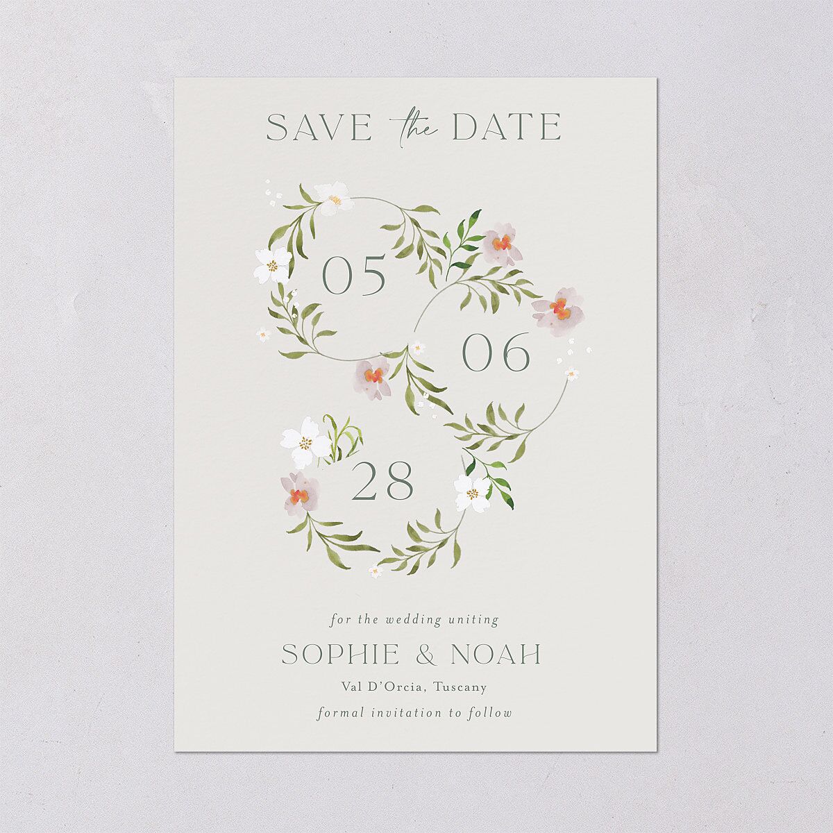 Wildflower Altar Save The Date Cards Mist Signature smooth Blank No