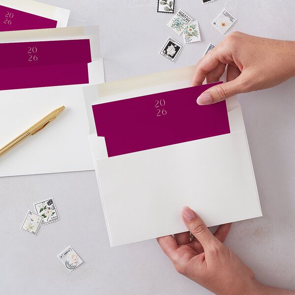 Diwali Grid Envelope Liners Raspberry Standard