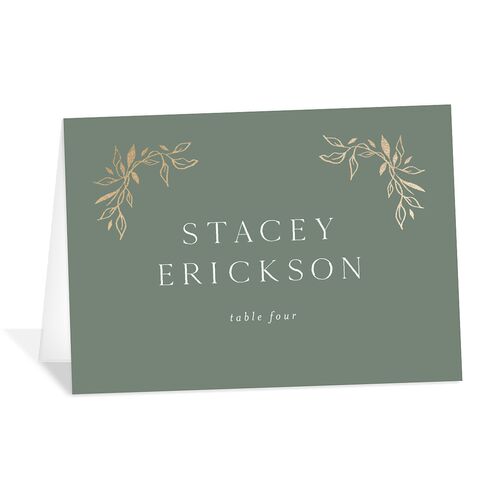 Monogram Leaves Place Cards Gold Eucalyptus Signature