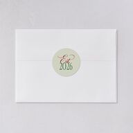 Married Christmas Calligraphy Holiday Stickers Hunter Green Circle
