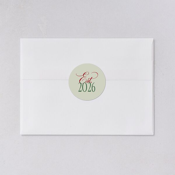Married Christmas Calligraphy Holiday Stickers Hunter Green Circle