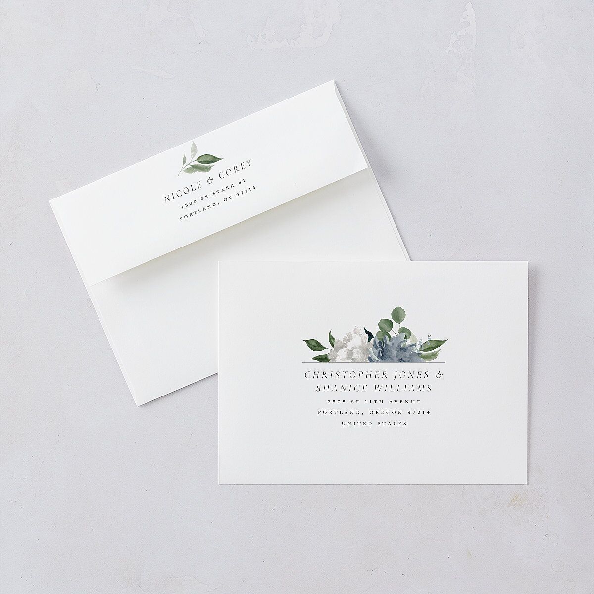 Timeless Bouquet Wedding Invitations Dusty Blue Signature Blank No Standard