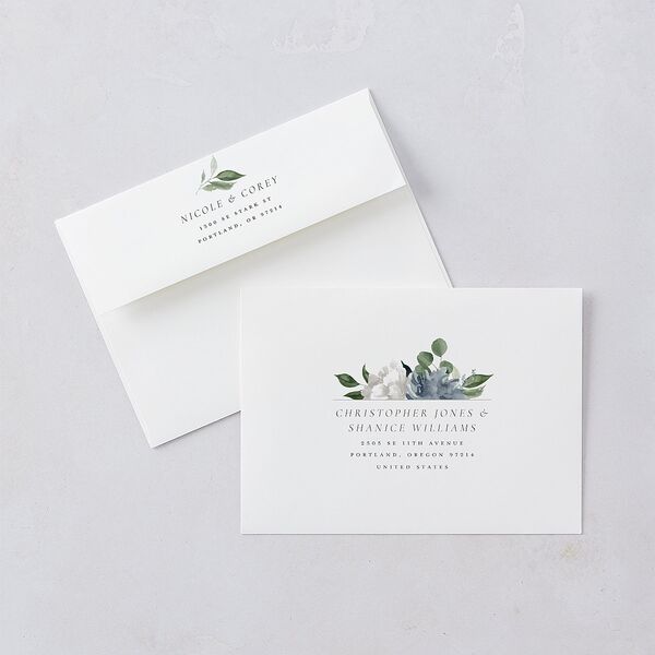 Timeless Bouquet Wedding Invitations Dusty Blue Signature Blank No Standard