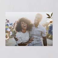 Pressed Flowers Save The Date Cards Regency Blue Signature smooth Blank No Standard