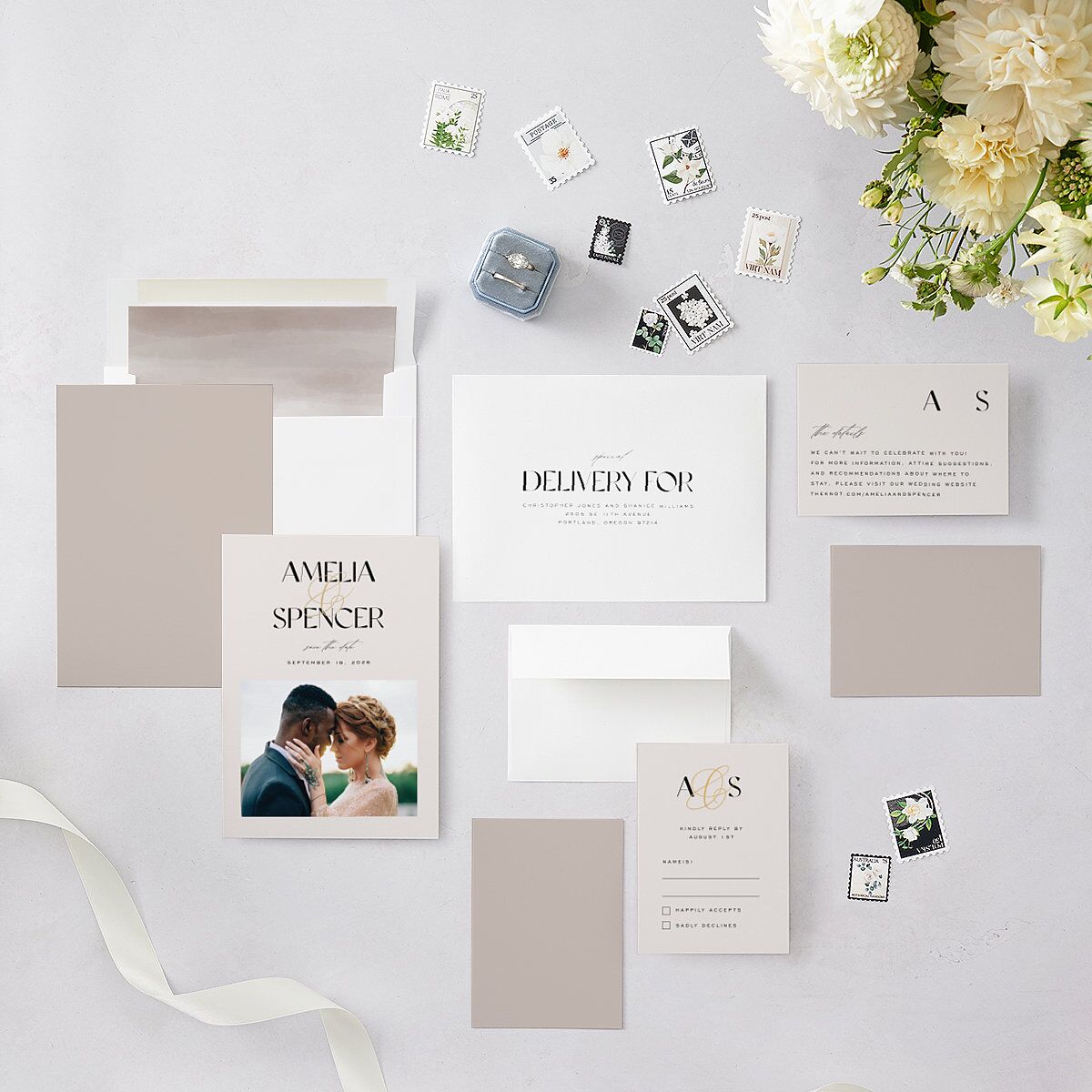 Together Save The Date Cards Gold Mist Signature smooth Blank No