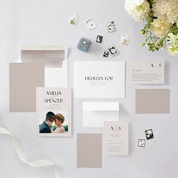 Together Save The Date Cards Gold Mist Signature smooth Blank No