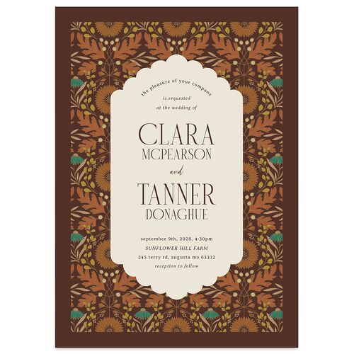 Ornate Garden Wedding Invitations Copper Signature Blank No Standard