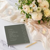 Boho Texture Wedding Guest Book Deep Olive