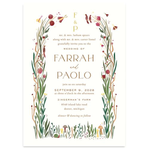 Mushroom Magic Wedding Invitations Rust Signature Blank No Standard