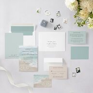 Beach Monogram Wedding Invitations Pale Blue Signature Blank No Standard