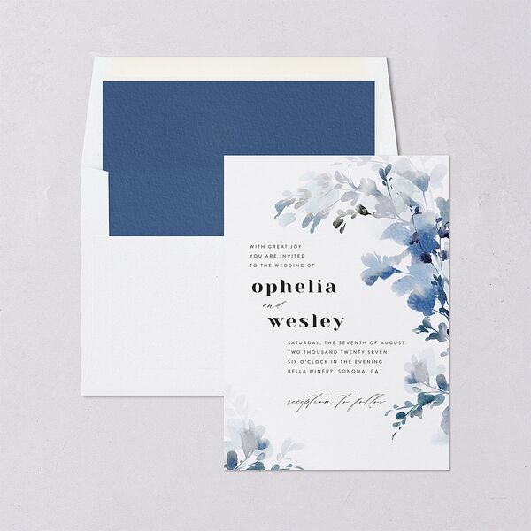 Watercolor Blooms Standard Envelope Liners Midnight Navy Standard