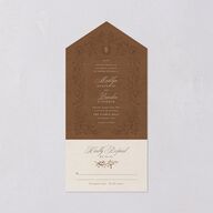 Western Horseshoe Botanical All-in-One Wedding Invitations Mocha Signature Light Both Recipient and Return Addresses No