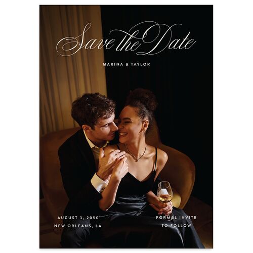 Vintage Classic Photo Save the Date Cards Champagne Signature smooth Blank No Standard