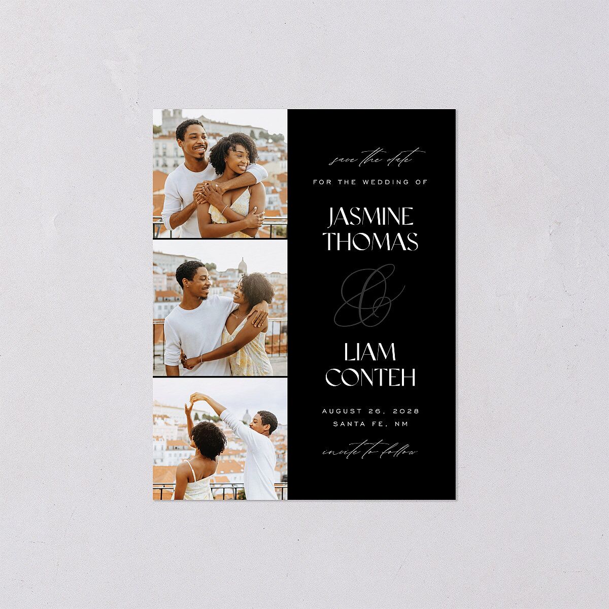 Intricate Ampersand Save the Date Petite Cards Midnight Signature smooth Blank No Standard