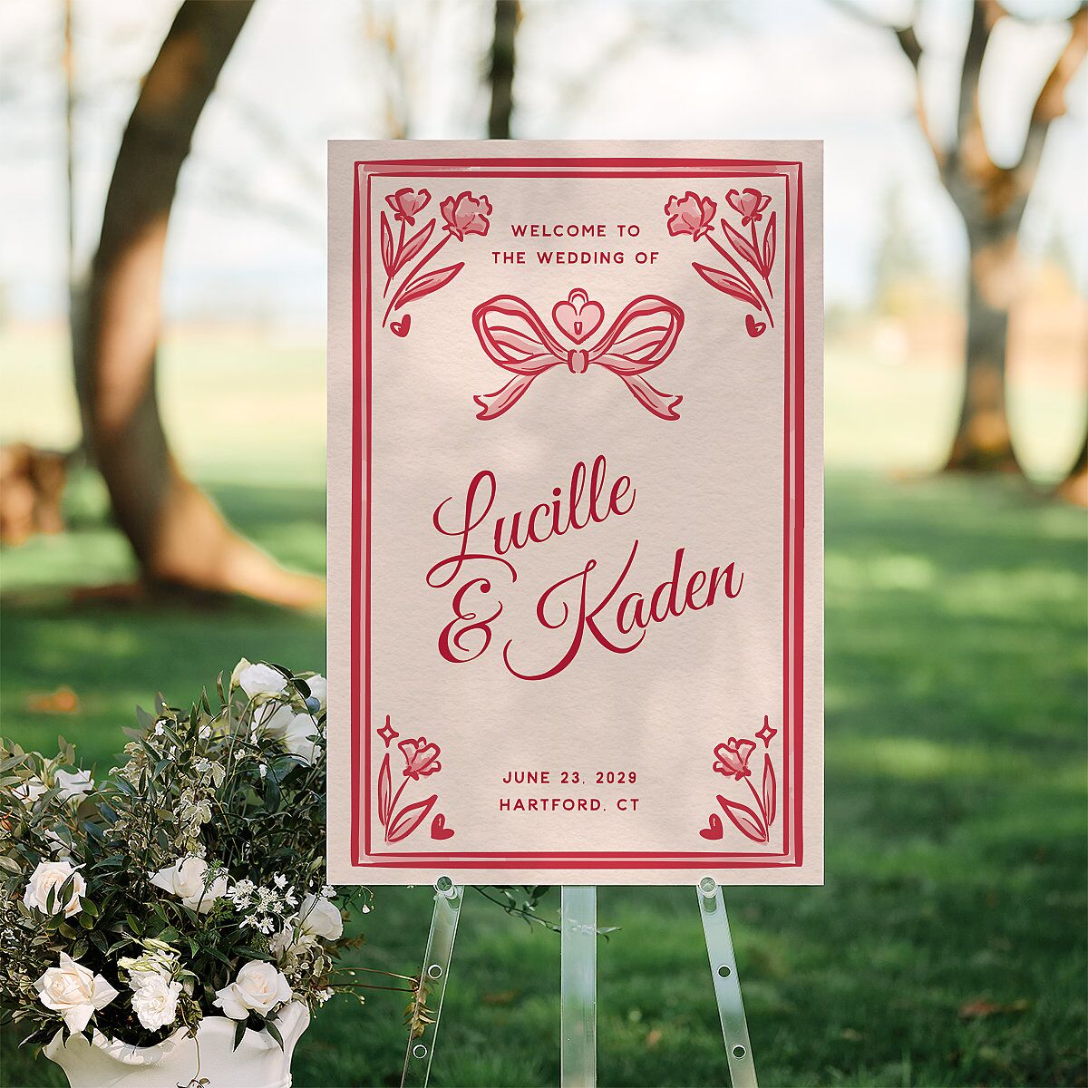 Vintage Heart Locket Standard Welcome Sign Large Crimson Standard Indoor Foam Core L Welcome