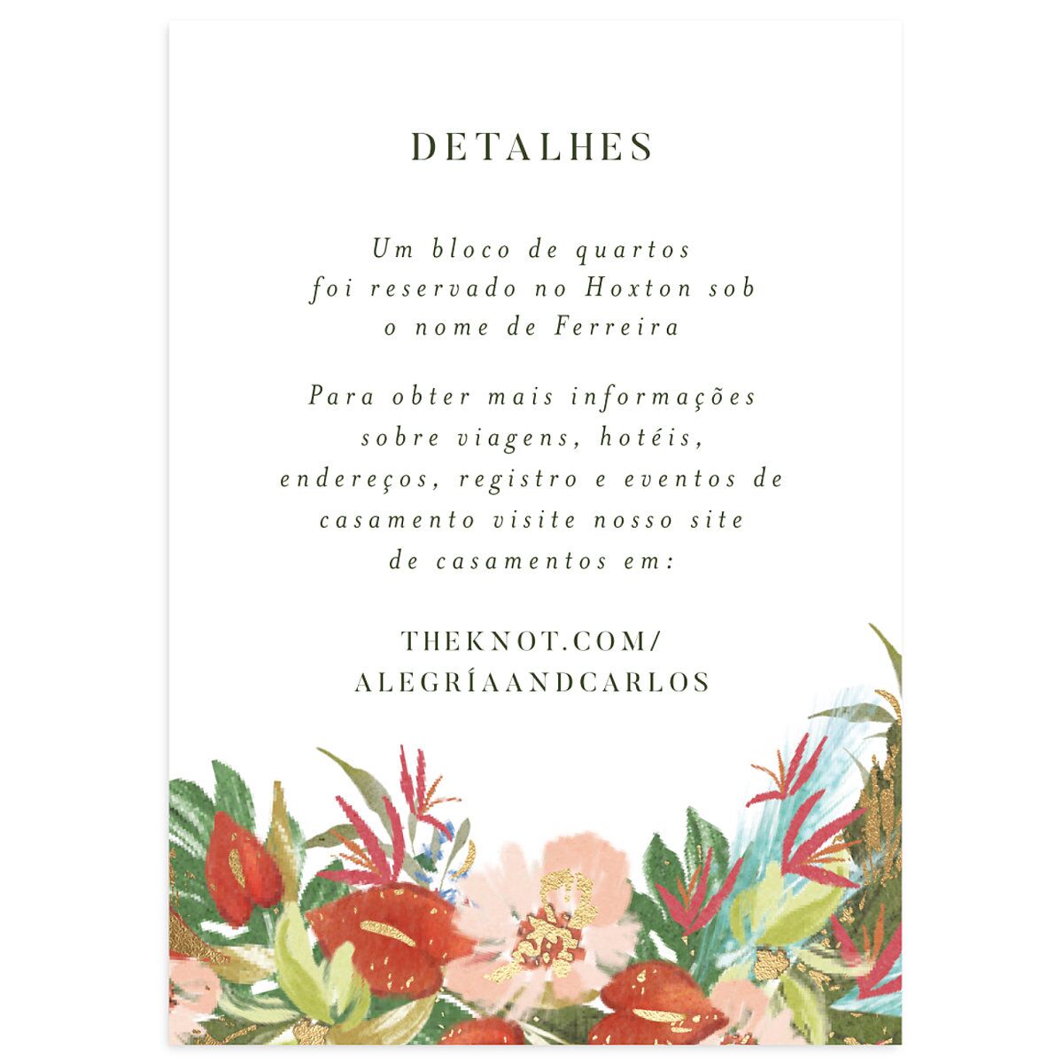 Flores Tropicais Wedding Enclosure Cards