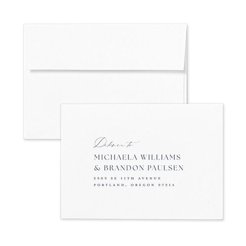 Elegant Peonies and Hydrangeas Response Card Envelopes White Midnight Navy Return Address Signature Standard