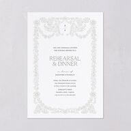 Baroque Border Rehearsal Dinner Invitations Pure White Signature Blank