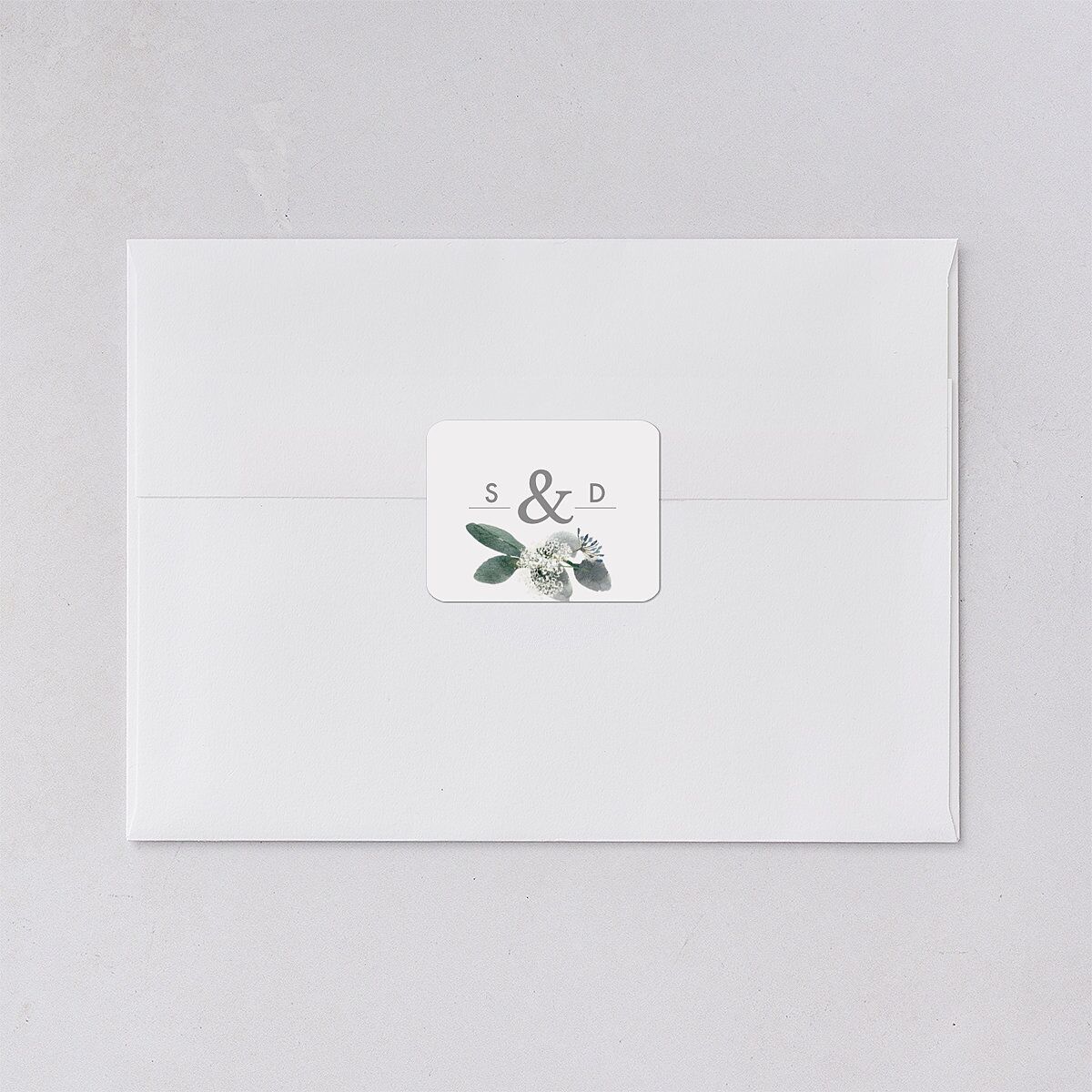 Elegant Greenery Wedding Stickers Pure White Rounded