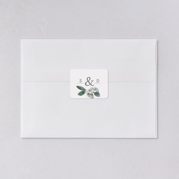 Elegant Greenery Wedding Stickers Pure White Rounded