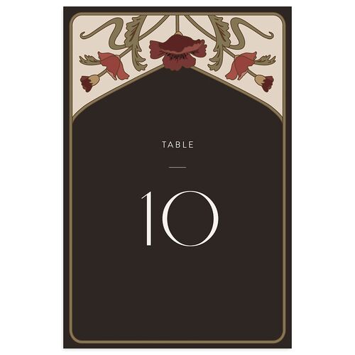 Vintage Nouveau Floral Table Numbers Merlot Signature