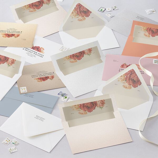 Vintage Awkward Photo Hearts Euro Envelope Liners Barely Peach Luxe