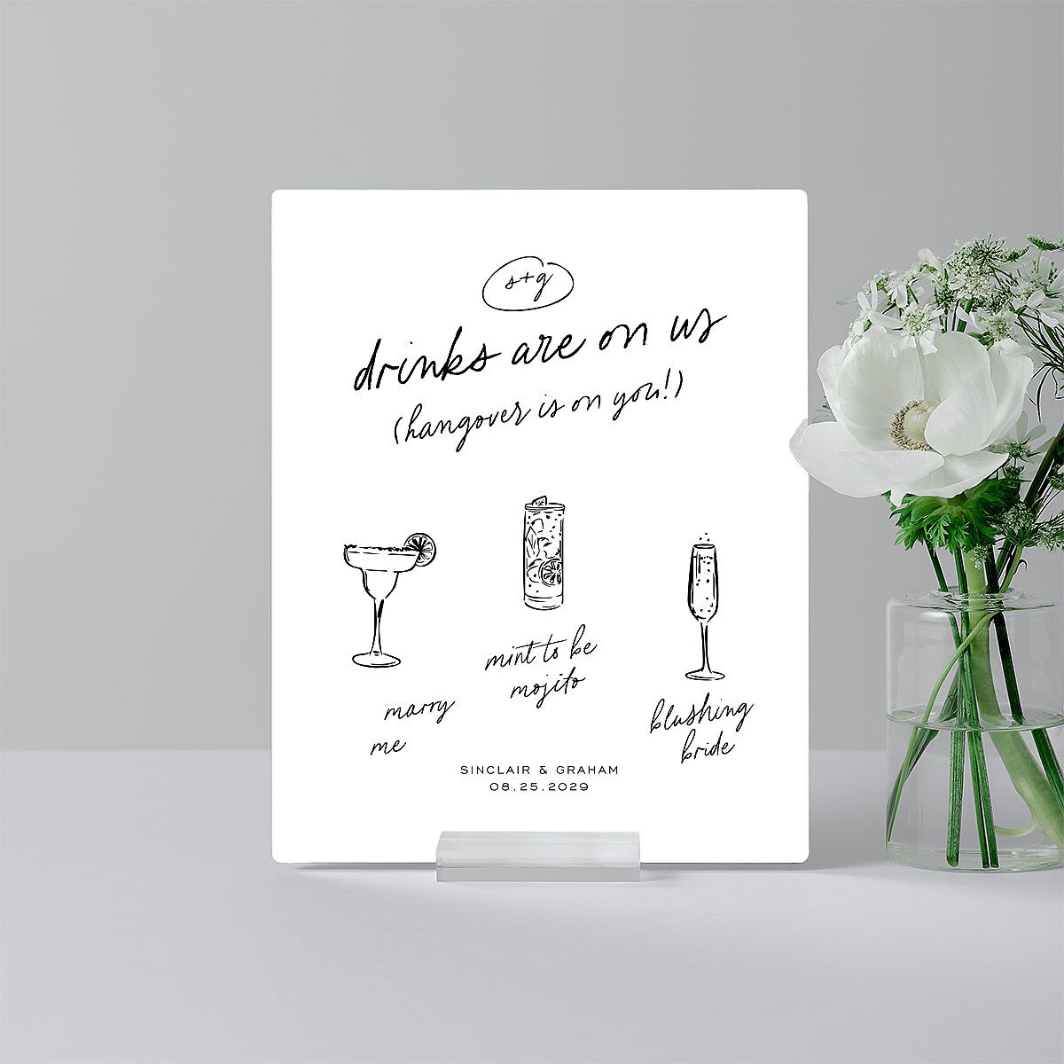 Sunny Day Modern Script Mirrored Acrylic Bar Tabletop Sign X-small Pure White Standard Mirrored Acrylic XS Tabletop Bar