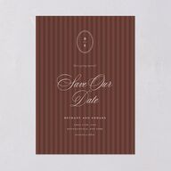 Vintage Oval Monogram Save the Date Cards Merlot Signature smooth Blank No Standard