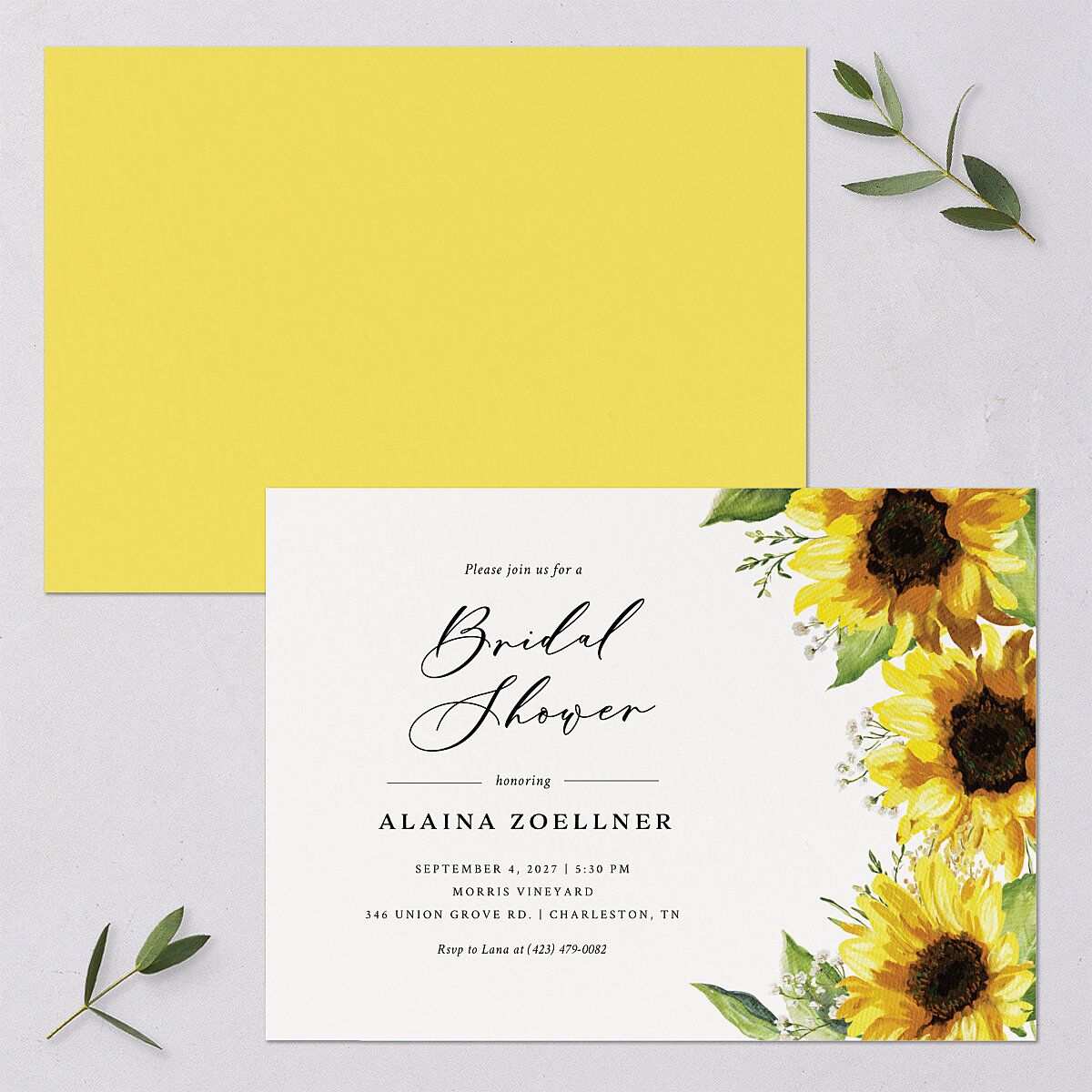 Rustic Sunflower Bridal Shower Invitations Solar Power Signature Blank Standard