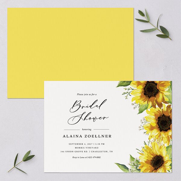 Rustic Sunflower Bridal Shower Invitations Solar Power Signature Blank Standard
