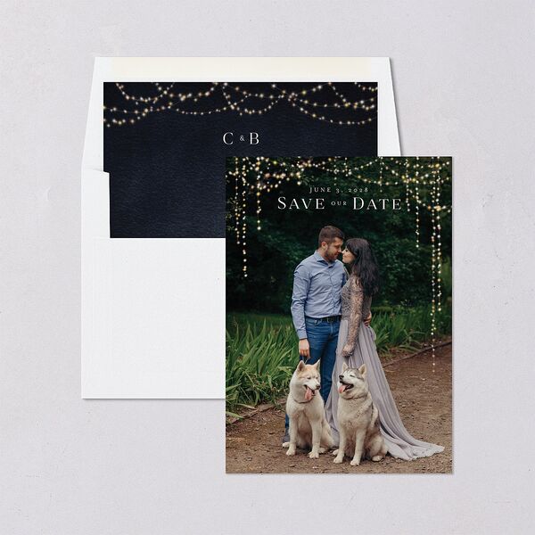 Enchanted Evening Save the Date Cards Dark Navy Signature smooth Blank No Standard