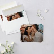 Romantic Monogram Photo Save The Date Magnets Pure White Magnet Paper