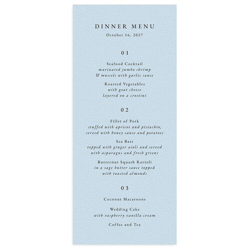 Beach Monogram Menus Baby Blue Signature