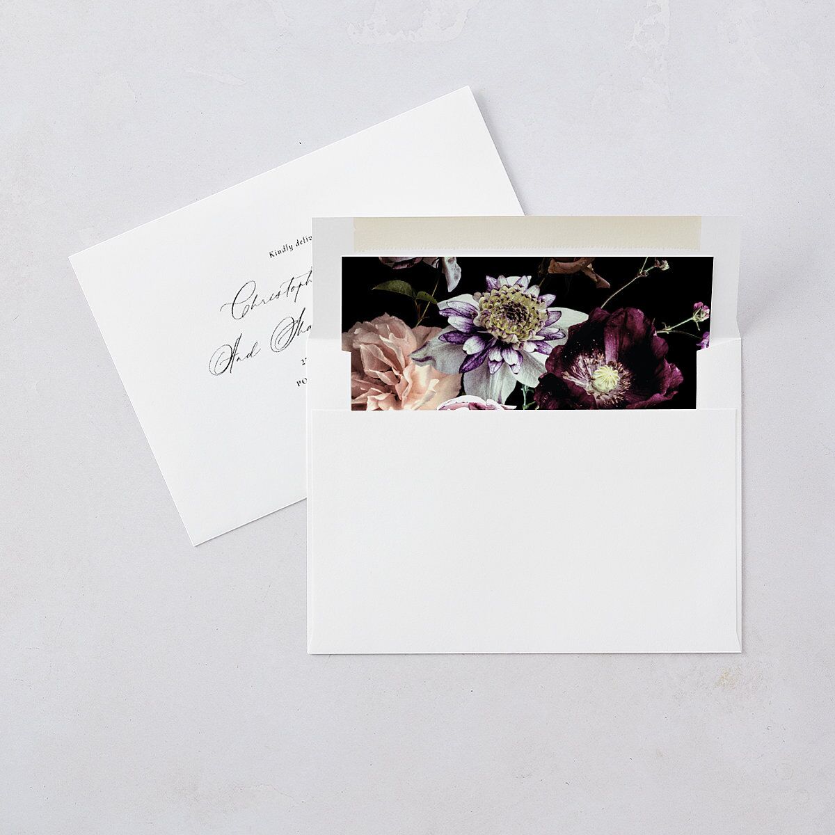 Black Tie Initial Wedding Invitations Pure White Signature Blank No Standard
