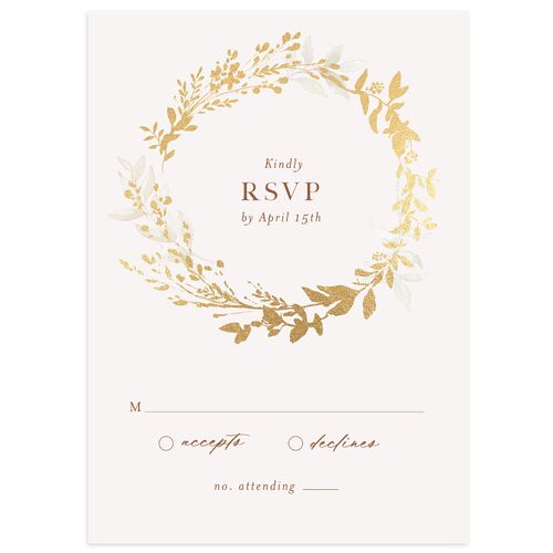 Shining Wreath Foil Wedding Response Cards Terracotta Gold Signature Standard
