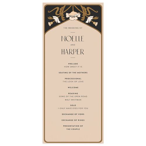 Vintage Nouveau Floral Wedding Programs Licorice Signature