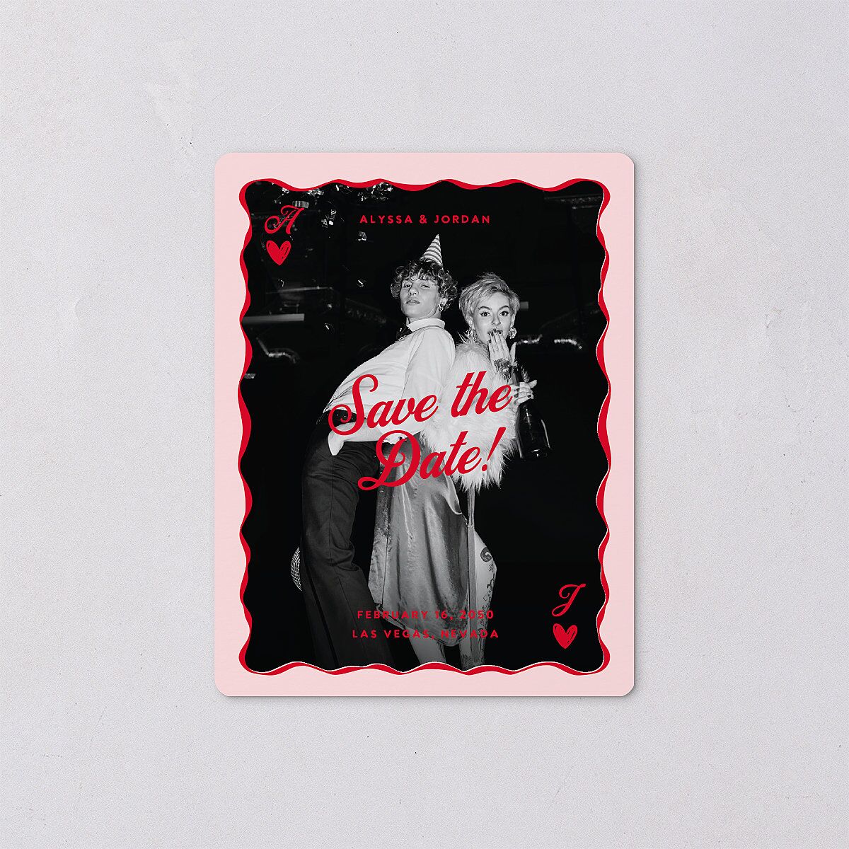 Hand Drawn Las Vegas Hearts Save The Date Magnets Crimson Magnet Paper